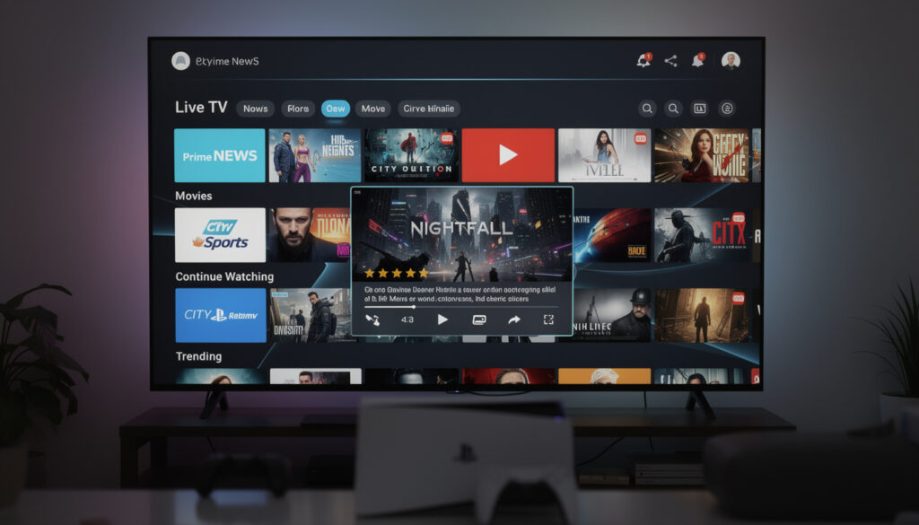 découvrez la nouvelle plateforme gratuite de streaming live tv sur ps5 de sony, inspirée de tubi, avec 100 chaînes en direct et un large catalogue de films à la demande disponibles dès maintenant.